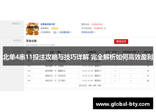 北单4串11投注攻略与技巧详解 完全解析如何高效盈利
